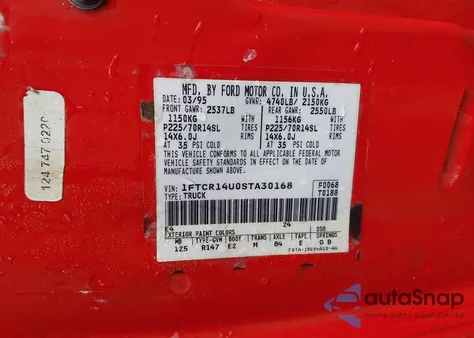 1995 Ford Ranger Super Cab from USA, damaged, VIN 1FTCR14U0STA30168